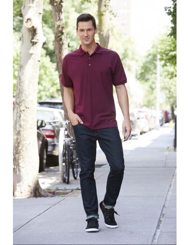 Polo homme sportswear manches courtes maille piqué coupe ample col 3 bouton 100 % coton pré rétréci 