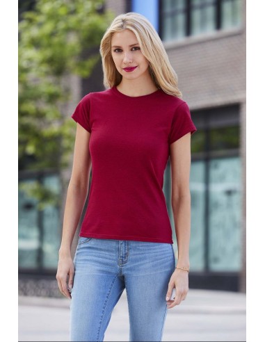 Tee­shirt femme manches courtes maille jersey col rond 100 % coton pré­rétréci 