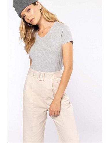 Tee-shirt femme manches courtes col V 97% coton / 3% élasthanne 160 g/m²