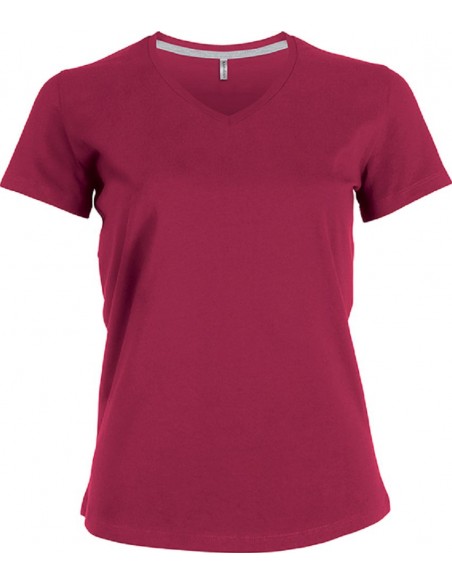 Tee-shirt femme - manches courtes - col V - 100% coton 