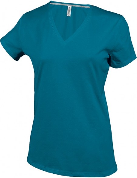 Tee-shirt femme - manches courtes - col V - 100% coton 