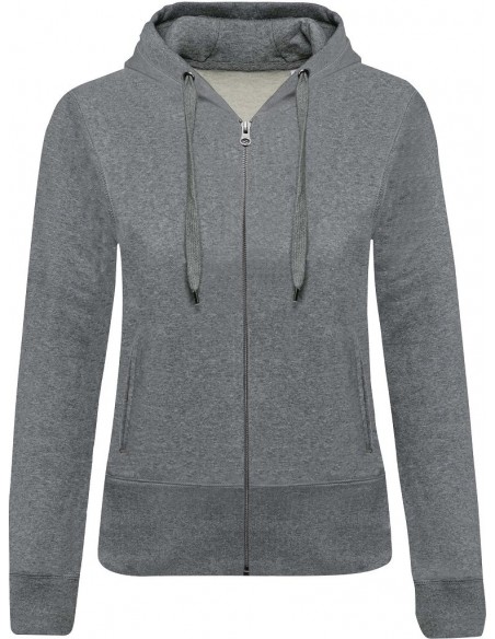 Sweat-shirt BIO zippé capuche femme 80% coton biologique / 20% polyester certifié OCS Blended 300g