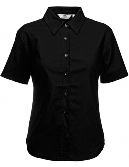 Chemise femme oxford manches courtes 70 % coton 30 % polyester