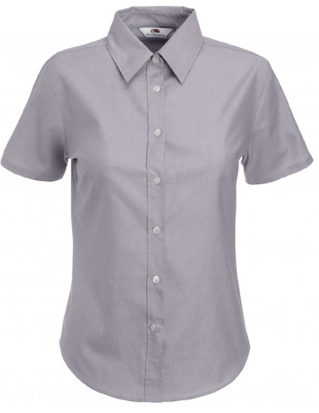 Chemise femme oxford manches courtes 70 % coton 30 % polyester