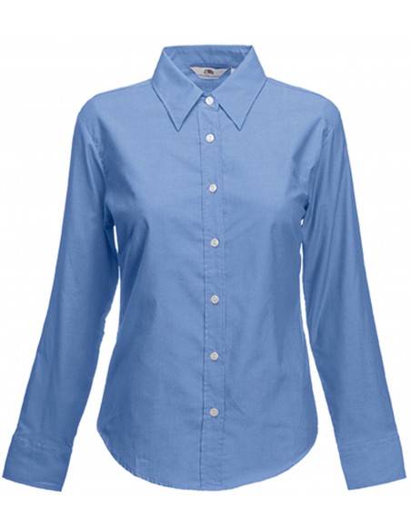 Chemise femme oxford manches longues 70 % coton 30 % polyester