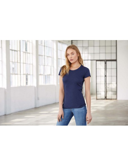 Tee-shirt femme col rond 50% polyester 37.5% coton 12.5% rayon