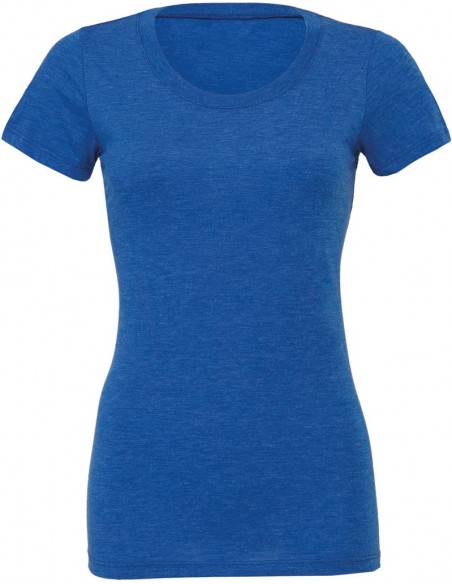 Tee-shirt femme col rond 50% polyester 37.5% coton 12.5% rayon