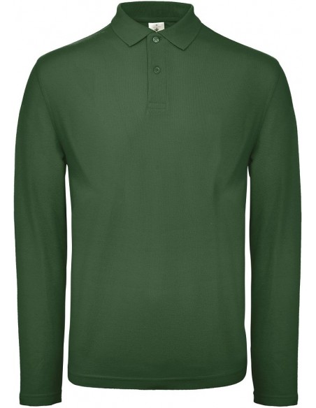 Polo homme ID.001 coton manches longues 180 g/m²